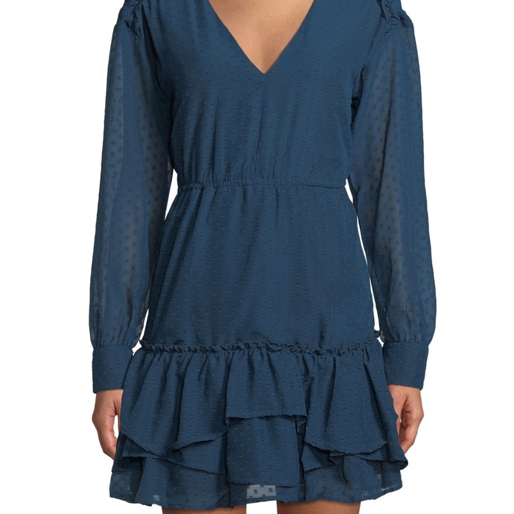 Tiered Ruffle Swiss Dot Fit-and-Flare Dress